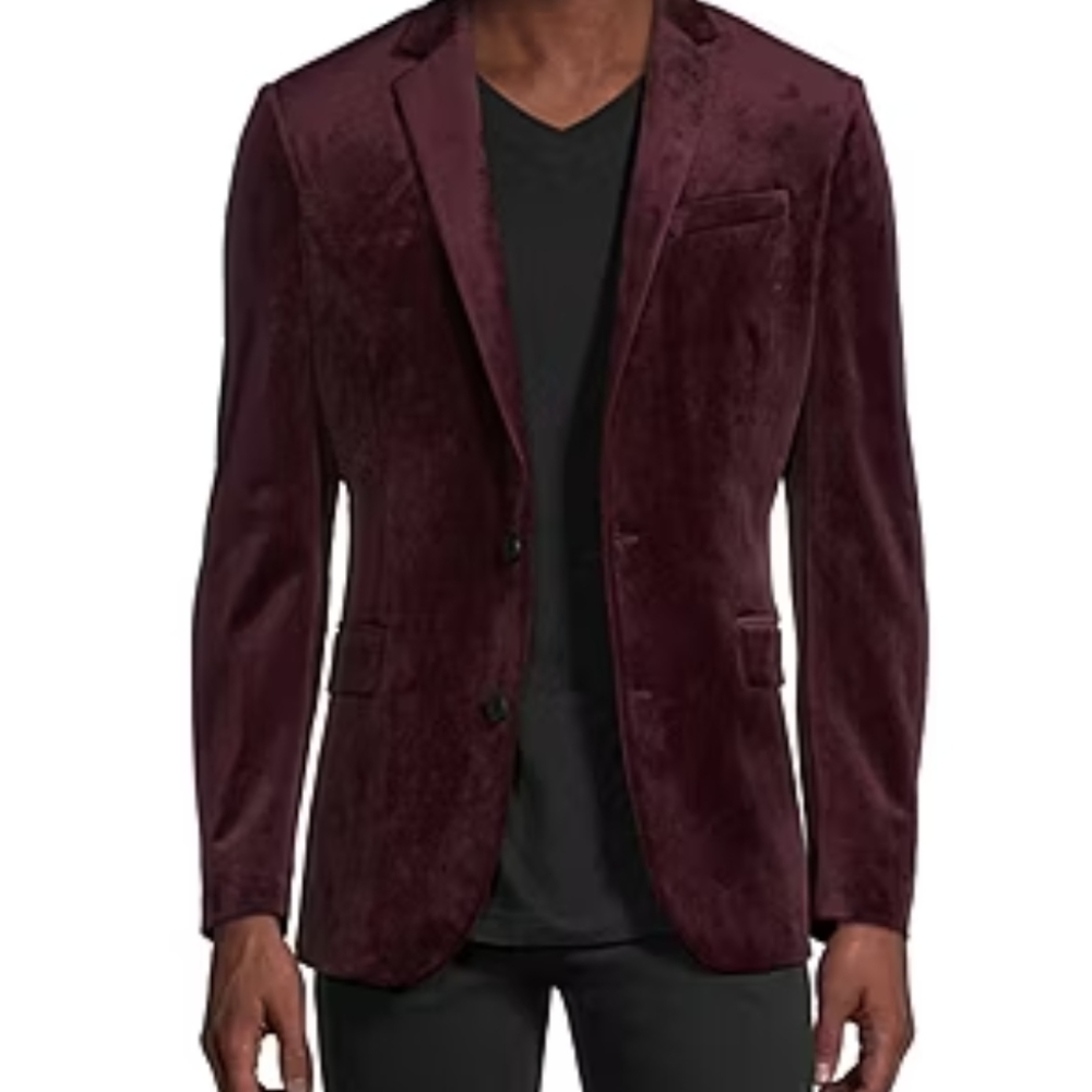 Men's Merlot Velvet Blazer